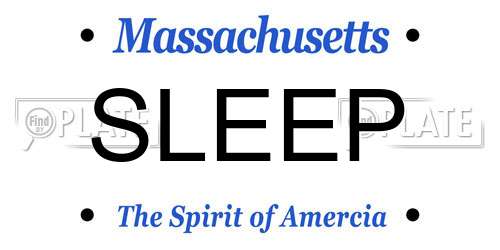 SLEEP Massachusetts License Plate