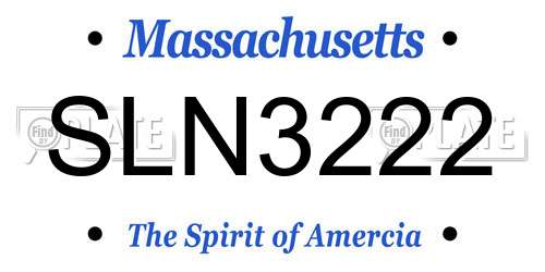 SLN3222 Massachusetts License Plate
