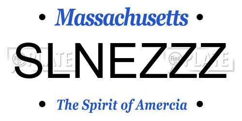 SLNEZZZ Massachusetts License Plate