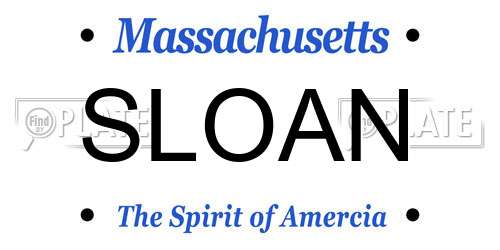 SLOAN Massachusetts License Plate