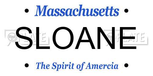SLOANE Massachusetts License Plate