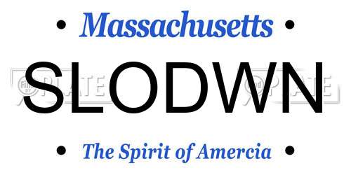 SLODWN Massachusetts License Plate