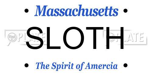 SLOTH Massachusetts License Plate