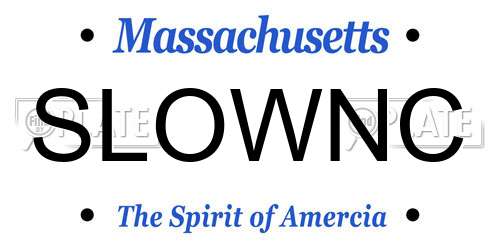 SLOWNC Massachusetts License Plate