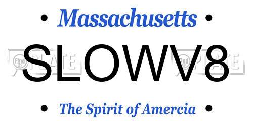 SLOWV8 Massachusetts License Plate