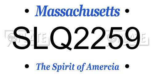 SLQ2259 Massachusetts License Plate