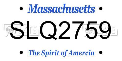 SLQ2759 Massachusetts License Plate