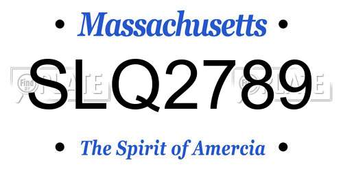SLQ2789 Massachusetts License Plate