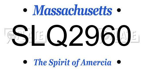 SLQ2960 Massachusetts License Plate