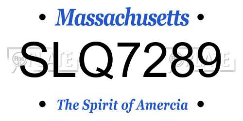 SLQ7289 Massachusetts License Plate