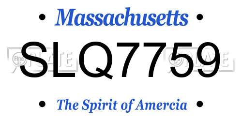 SLQ7759 Massachusetts License Plate