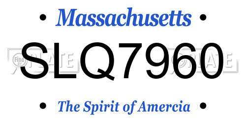 SLQ7960 Massachusetts License Plate