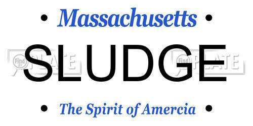 SLUDGE Massachusetts License Plate