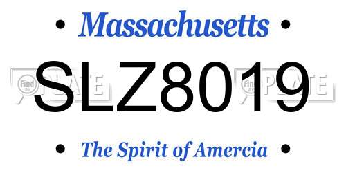 SLZ8019 Massachusetts License Plate