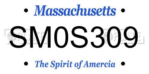 SM0S309 Massachusetts License Plate