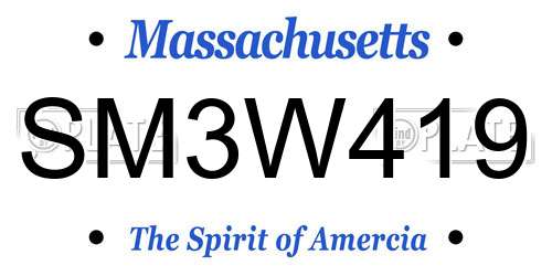 SM3W419 Massachusetts License Plate