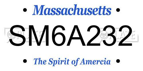 SM6A232 Massachusetts License Plate