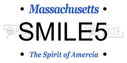 SMILE5 Massachusetts License Plate