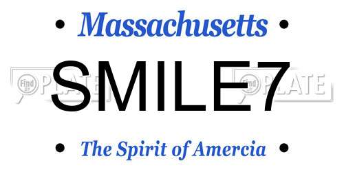 SMILE7 Massachusetts License Plate
