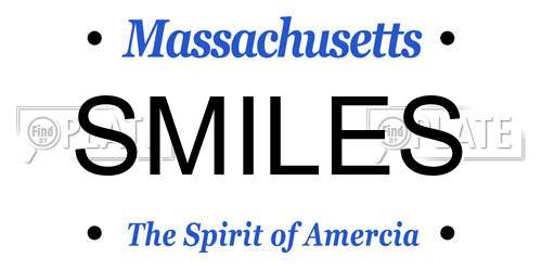 SMILES Massachusetts License Plate