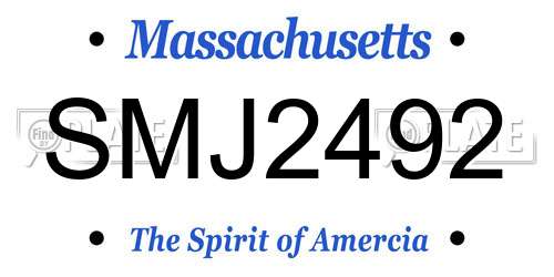 SMJ2492 Massachusetts License Plate