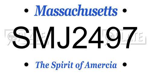 SMJ2497 Massachusetts License Plate