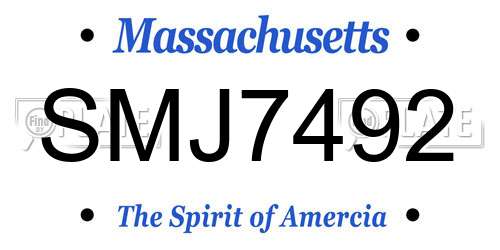 SMJ7492 Massachusetts License Plate