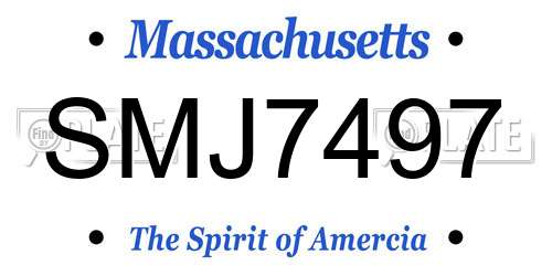 SMJ7497 Massachusetts License Plate