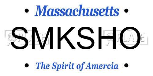 SMKSHO Massachusetts License Plate