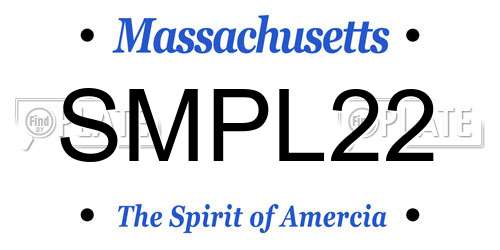 SMPL22 Massachusetts License Plate