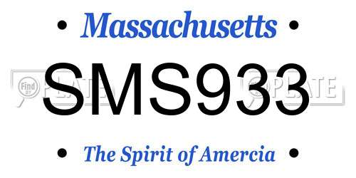 SMS933 Massachusetts License Plate