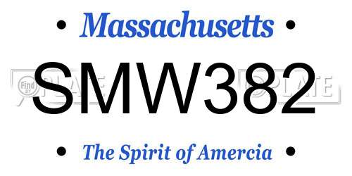 SMW382 Massachusetts License Plate