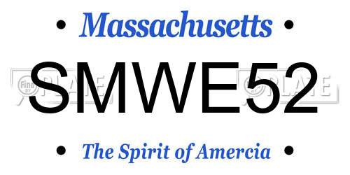 SMWE52 Massachusetts License Plate