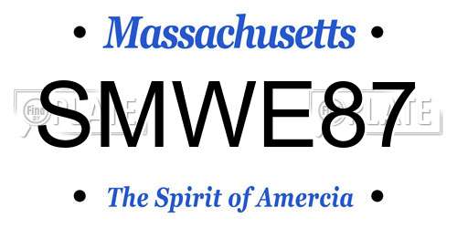 SMWE87 Massachusetts License Plate