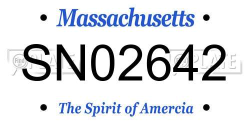 SN02642 Massachusetts License Plate