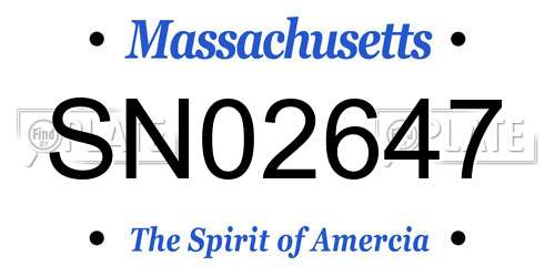 SN02647 Massachusetts License Plate