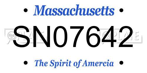 SN07642 Massachusetts License Plate