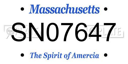 SN07647 Massachusetts License Plate