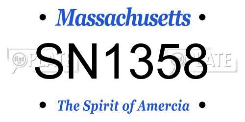 SN1358 Massachusetts License Plate
