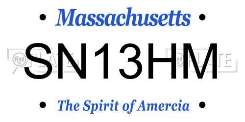 SN13HM Massachusetts License Plate