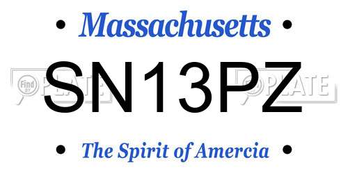 SN13PZ Massachusetts License Plate