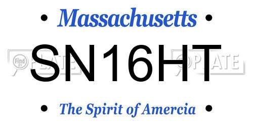 SN16HT Massachusetts License Plate