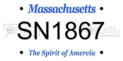 SN1867 Massachusetts License Plate