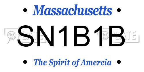 SN1B1B Massachusetts License Plate