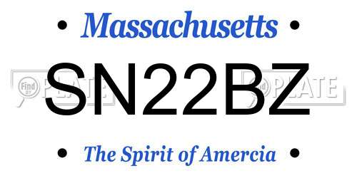 SN22BZ Massachusetts License Plate