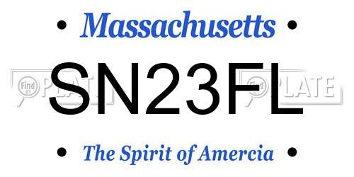 SN23FL Massachusetts License Plate