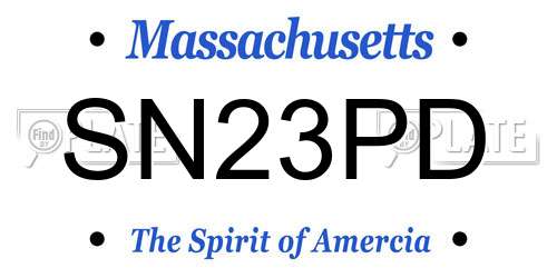 SN23PD Massachusetts License Plate