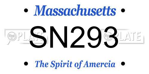 SN293 Massachusetts License Plate