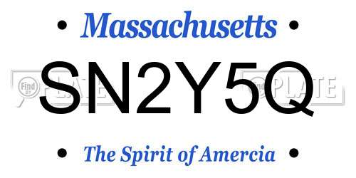 SN2Y5Q Massachusetts License Plate