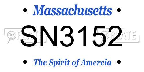 SN3152 Massachusetts License Plate